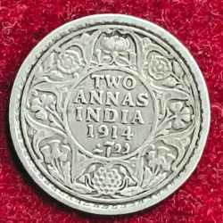 TWO ANNAS 1914 GEORE RARE COIN #Z-1306
