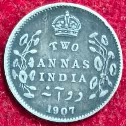India - British 2 Annas - Edward VII RARE COIN # Z-1307