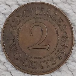 British - Seychelles, 2 Cents, 1948, George VI, KM# 6, Condition as per image.