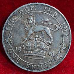 United Kingdom 1 Shilling 1916 - George V SILVER RARE COIN # 1314
