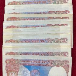Alternative view of 2 RUPEES MIX GOVERNOR UNC CONDITION (100 pcs lott ) RARE NOTE # SKU-29