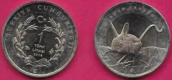 TURKEY, 2016, 1 LIRA, Jerboa, KM #1384, BIMETAL, FINE CONDITION.