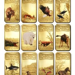 Somali Rep The Hunter & The Hunted 25 Shillings 2013 Gold-plated Colored 12 Bar Set