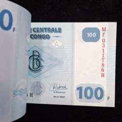 Alternative view of CONGO 100 FRANC RARE GEM UNC ( 100 NOTE ) SERIAL PACKET WITH FANCY NUMBER ENDING 786