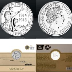 United Kingdom 20 Pounds 2014 - Elizabeth II World War I Commemorative issue Royal Mint Issue Rare Silver (Weight 15.71 g)