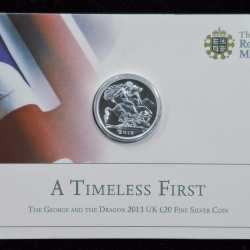 Alternative view of United Kingdom 20 Pounds 2013 - Elizabeth II St George and Dragon Commemorative issue Royal Mint Issue Rare Silver (Weight 15.71 g)