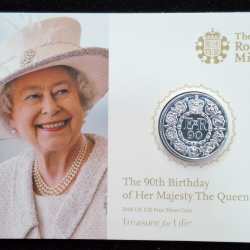 Alternative view of United Kingdom 20 Pounds 2016 - Queen's 90th Birthday Elizabeth II Commemorative issue Royal Mint Issue Rare Silver (Weight 15.71 g)