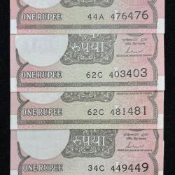 1 RUPEES DOUBLING ( JODA NUMBER ) GEM UNC ( 5 PCS LOTT )