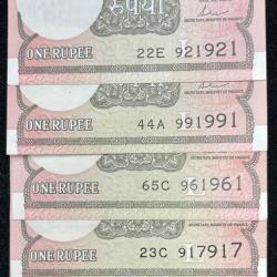 1 RUPEES DOUBLING ( JODA NUMBER ) GEM UNC ( 5 PCS LOTT )