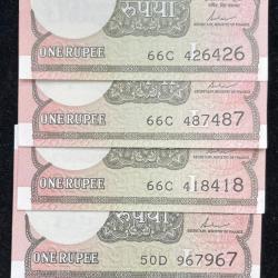 1 RUPEES DOUBLING ( JODA NUMBER ) GEM UNC ( 5 PCS LOTT )