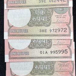 1 RUPEES DOUBLING ( JODA NUMBER ) GEM UNC ( 5 PCS LOTT )