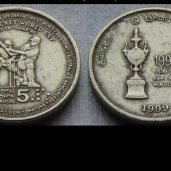 Sri Lanka, Rupees 5, 1999, 1996 Cricket World Cup, Calcutta, KM #161, Circulated Condition.
