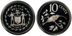 Belize, 10 Cents, 1978, Long-Tailed Hermit - Avifauna of Belize, KM #48a, Silver Proof.