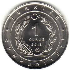 Alternative view of Turkey, 1 Kurus, 2018, Anatolian Birds - Marbled Duck, KM #1406, AUNC Condition.