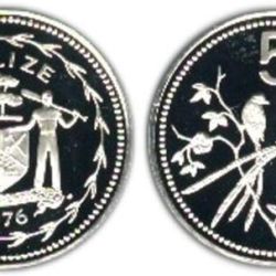 Belize, 5 Cents, 1978, Fork-tailed flycatchert - Avifauna of Belize, KM #47a, Silver Proof.