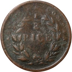 Alternative view of Copper 1/2 Pice Coin of East India Company (AD 1853) of Calcutta Mint