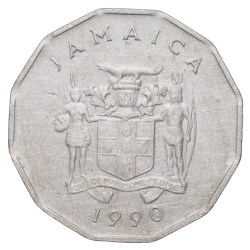 Alternative view of Aluminium 1 Cent of Jamaica (AD 1990) F.A.O. Issue Produce More Food