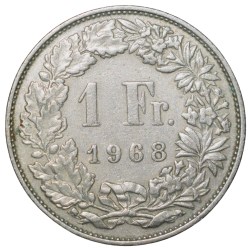 Alternative view of Copper-Nickel 1 Franc of Switzerland Country (AD 1968) Scarce