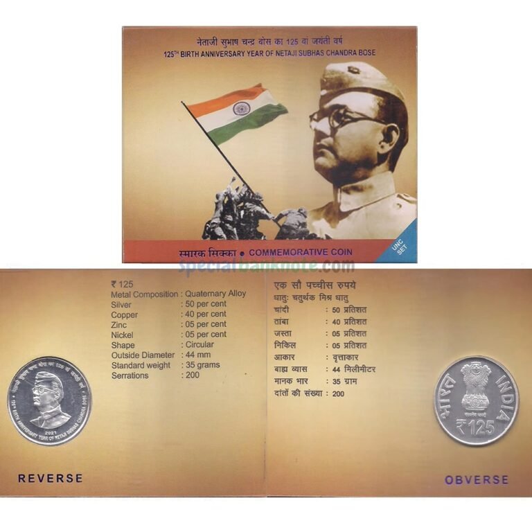 Netaji Subhas Chandra Kolkata Mint 1 Coin 125 Rupees UNC Set
