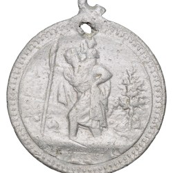 Aluminium Medal/Token with Saint Chistopher (19th Cen. AD)