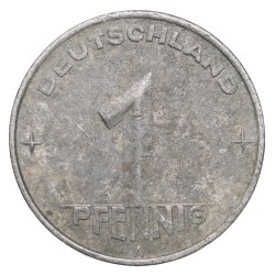 Alternative view of Aluminium 1 Pfennig of Germany (AD 1952) with Wheat Grains