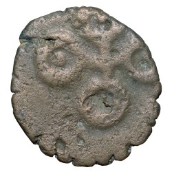 Alternative view of Potin Coin of Satakarni of Satavahana Dynasty (1st Cen. BC) from Banavasi