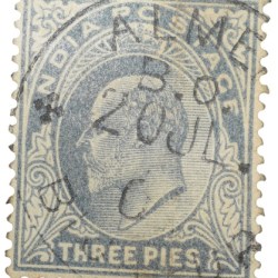 Postal Stamp of Edward VII 3 Pies Grey Colour - Used Condition as per image.