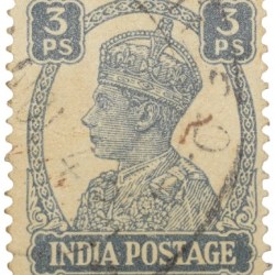 Postal Stamp of George VI 3 Pies Grey Colour - Used Condition as per image.
