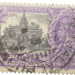 Postal Stamp of George V - Silver Jubliee 6th May 1935 - Jain Temple, Calcutta - 1-1/4 Annas Purple Colour - Used Condition as per Image.