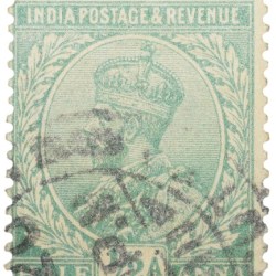 Postal Stamp of George V 1/2 Anna Green Colour - Used Condition as per image.