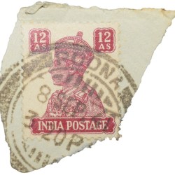 Postal Stamp of George VI 12 Anna Murhoom Colour - Used Condition as per image.