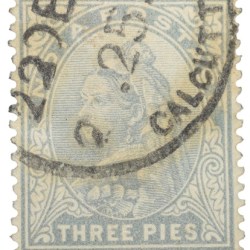 Postal Stamp of Queen Victoria 3 Pies Grey Colour - Used Condition as per image.