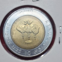 San Marino, 500 Lire, 1986, Man with Computer, Bimetal,