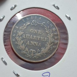 EAST INDIA COMPANY ONE QUARTER ANNA COIN 1858