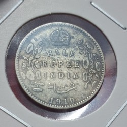 HALF RUPEE COIN 1910 CALCUTTA MINT EDWARD VII KING AND EMPEROR COIN