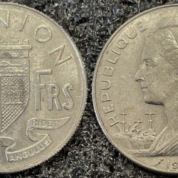 REUNION, 100 FRANCS, 1964, KM# 13, FINE CONDITION.