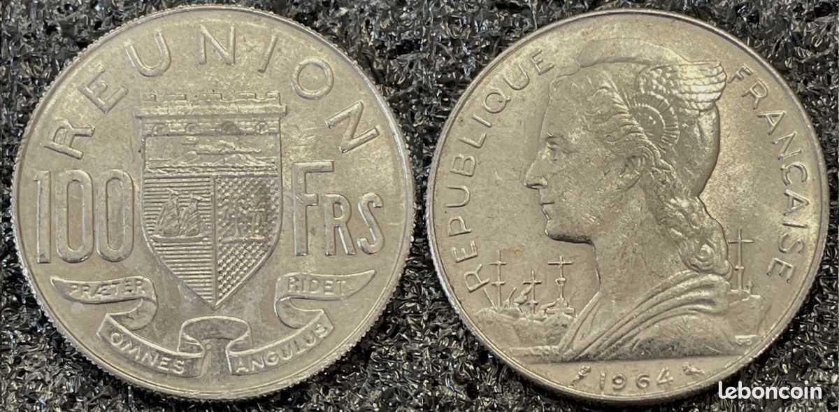 REUNION, 100 FRANCS, 1964, KM# 13, FINE CONDITION.