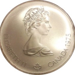 Alternative view of Canada 5 Dollars 1975 - Elizabeth II Marathon ; SILVER PROOF Commemorative issue Rare Coin WITH CAPSOOL #5050
