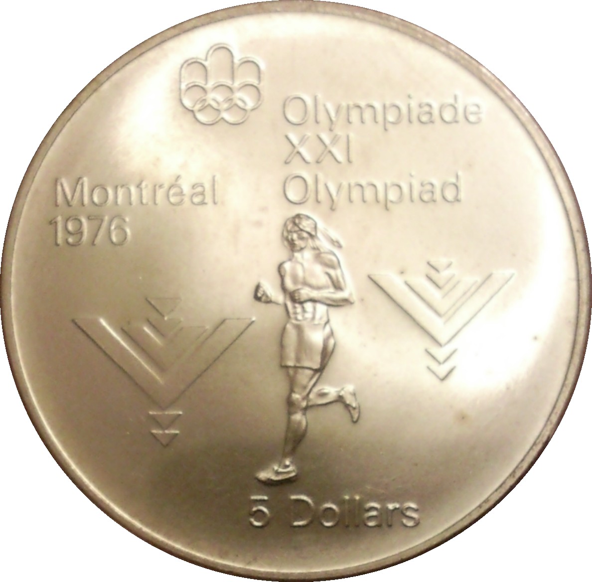 Canada 5 Dollars 1975 - Elizabeth II Marathon ; SILVER PROOF Commemorative issue Rare Coin WITH CAPSOOL #5050