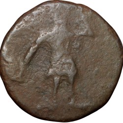 Copper Double-Drachma of Kanishka (AD 127-150) from Uttar-Pradesh Region New Variety Rare