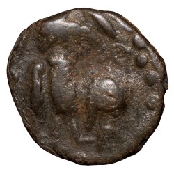 Alternative view of Copper Fractional Unit of Vasudev (AD 190-230) of Kushan Dynasty with Shiv & Nandi Type Rare