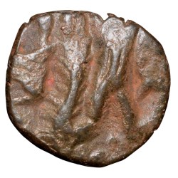 Alternative view of Copper Fractional Unit of Vasudev (AD 190-230) of Kushan Dynasty with Shiv & Nandi Type Rare
