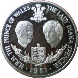 Guernsey 25 Pence 1981 - Elizabeth II Royal Wedding; Silver Proof Commemorative issue Rare Coin WITH CAPSOOL #4444