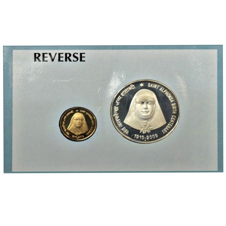 SAINT ALPHONSA BIRTH CENTENARY 1910-2009 MUMBAI MINT 2 COIN ((UNC SET))