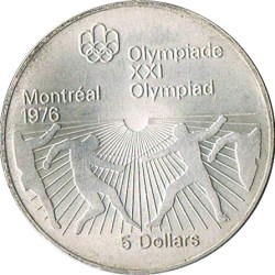 Canada 5 Dollars 1976 - Elizabeth II Fencing SILVER PROOF Commemorative issue Rare Coin WITH CAPSOOL #4949