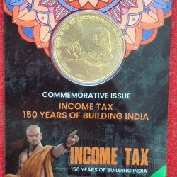 Alternative view of 5 Rs. INCOME TAX Rare Commemorative Coin Card Special Edition