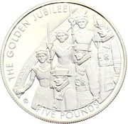 Alternative view of Jersey 5 Pounds 2002 - Elizabeth II Golden Jubilee; Silver Proof Commemorative issue Rare Coin WITH CAPSOOL #4343