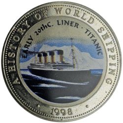 Somalia 25 Shillings 1998 Titanic Commemorative issue Rare Coin WITH CAPSOOL #5151