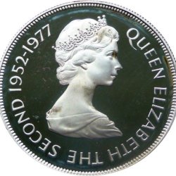 Alternative view of Guernsey 25 Pence 1977 - Elizabeth II Silver Jubilee; Silver Proof Commemorative issue Rare Coin WITH CAPSOOL #4545