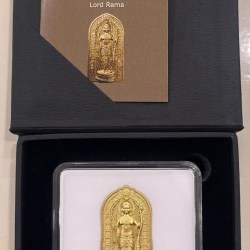 Alternative view of Shri Ram Cameroon 🇨🇲 500 Francs CFA 30 gm 999 silver ( gold gilded) Mintage 300 With Box & COA beautiful silver coin set